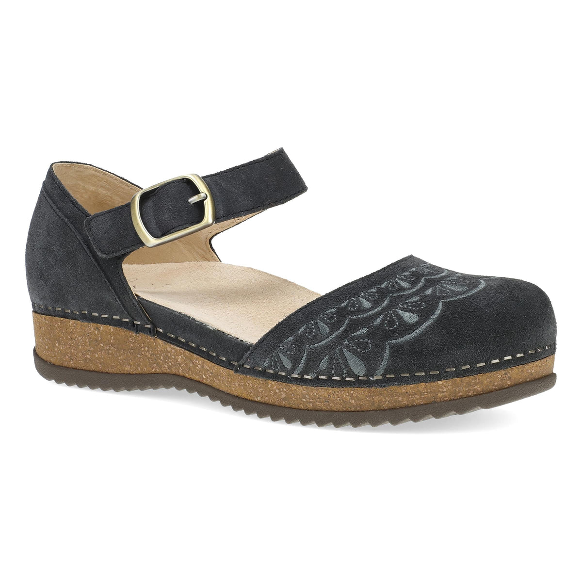 Dansko Mae Charcoal Embroidered Suede