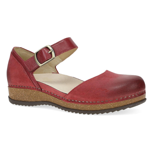 Dansko Mae Red Burnished Suede